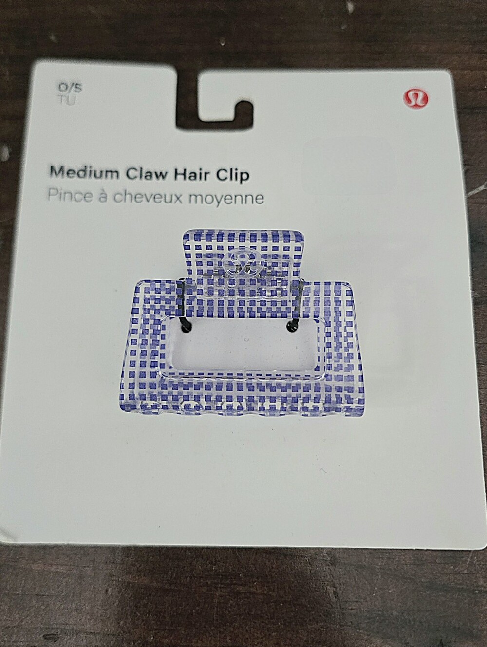 Lululemon Athletica Blue Check Acrylic Hair Clip NWT - Picture 3 of 7